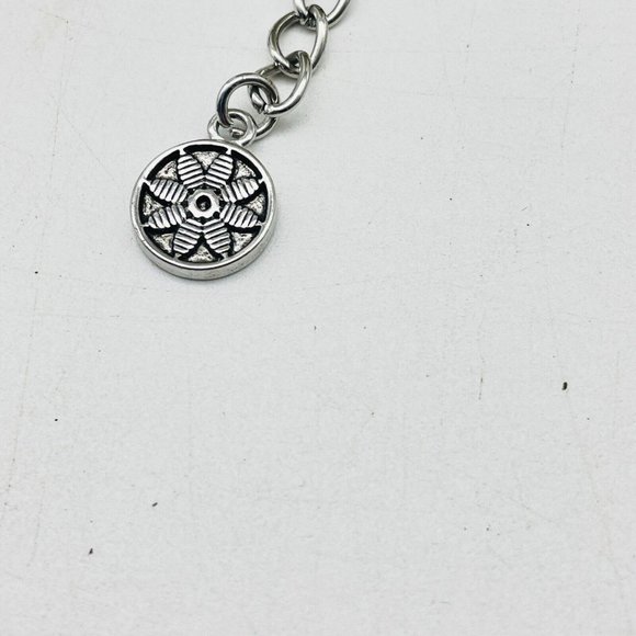 Red Rhinestone Pendant Necklace Silver Tone Black Faux Leather Cord Boho Classic - Picture 4 of 7